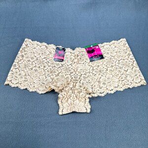 Maidenform Women's Sz Large 7 Panty Boyshort Luxurious Lace Beige New With Tags